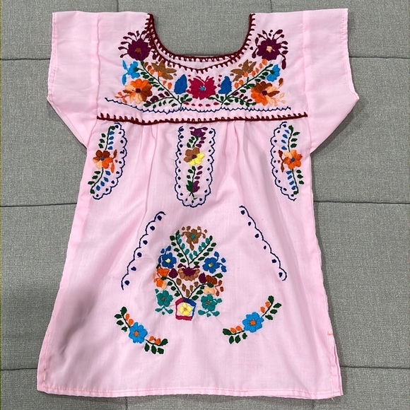 MEXICANA Other - Toddler Mexican Handmade Embroidered Pink Sun Dress Sz 6-12 months